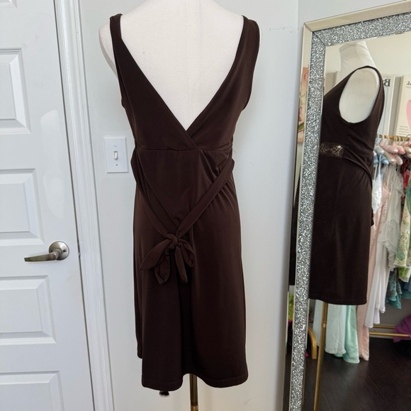 Elegant Vintage Brown Sleeveless Dress beaded fairy M grunge whimsigoth - Picture 5 of 6